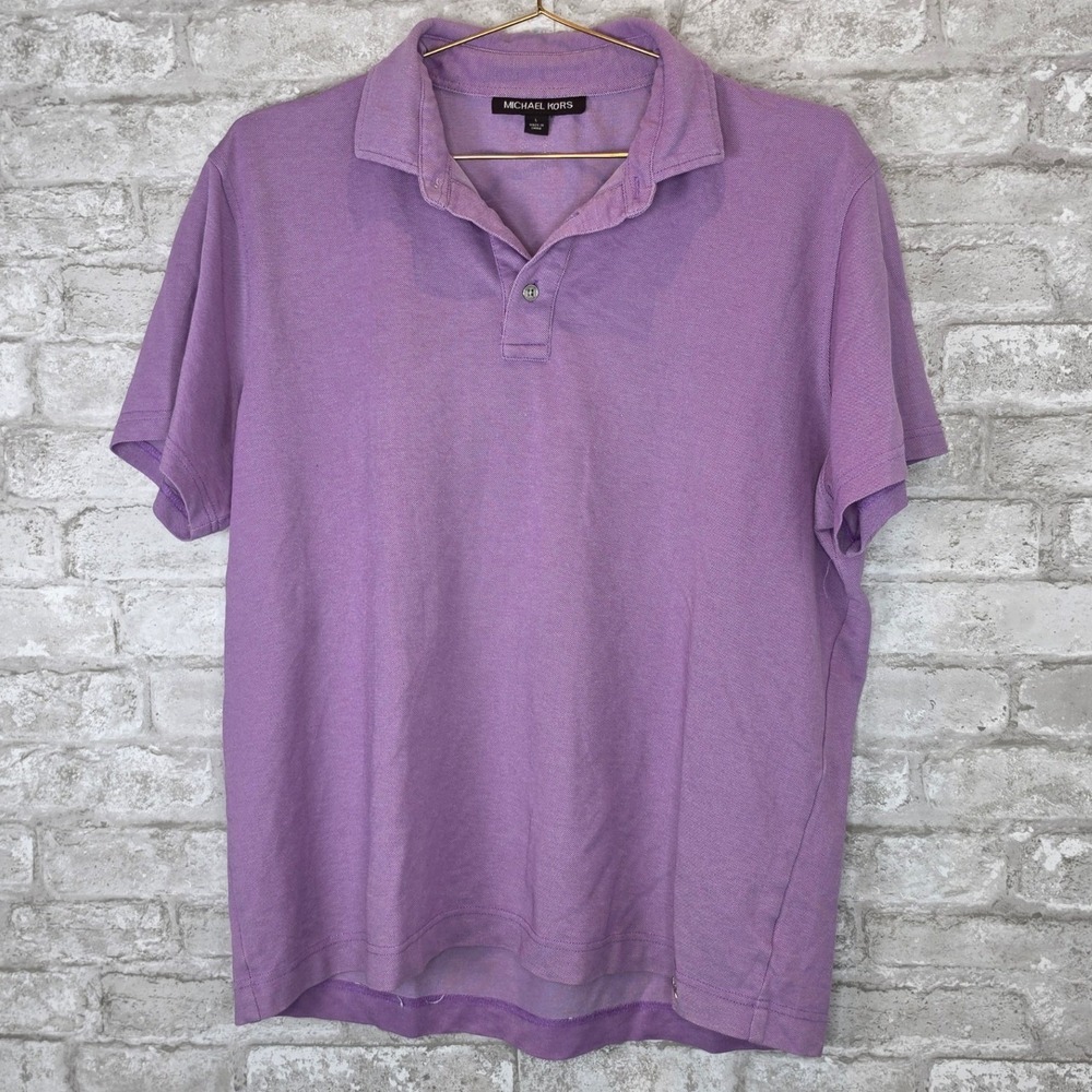 Michael Kors Polo Lavender Pique Knit Classic Preppy Size L